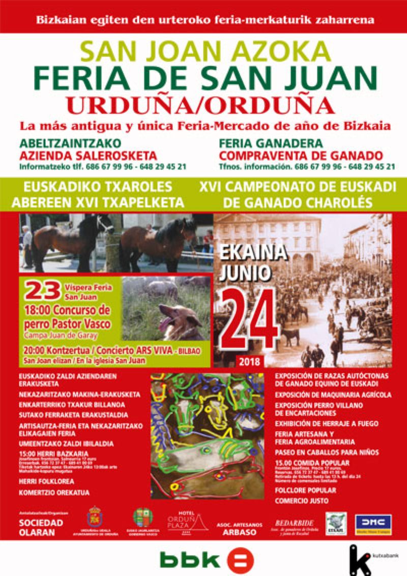 Cartel de FERIA DE SAN JUAN URDUÑA/ ORDUÑA